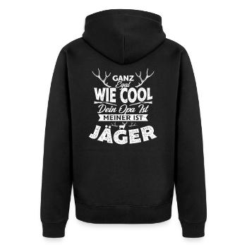 Jäger Opa lustiger Spruch Geschenk - Unisex Premium Bio Zip Hoodie - Schwarz - Hinten - Nico (187cm)
