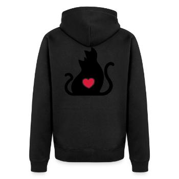 Chats amoureux / Chats amoureux / - Veste à capuche bio Premium Unisexe - noir - Dos - Nico (187cm)