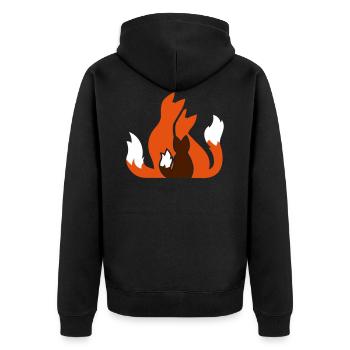 Fuchsfamilie mit Jungem / fox family with cub - Unisex Premium Bio Zip Hoodie - Schwarz - Hinten - Nico (187cm)