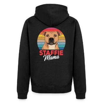 Staffordshire Bull Terrier Staffie Mama Mistress - Unisex Premium Organic Zip Hoodie - black - Back - Nico (187cm)