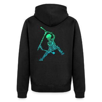 Scooter Stunt Tretroller Geschenk - Unisex Premium Bio Zip Hoodie - Schwarz - Hinten - Nico (187cm)