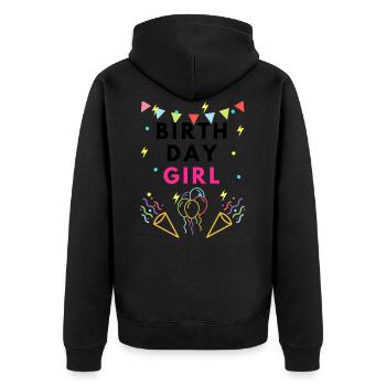 Birthday Girl Corful Party Logo Black - Unisex Premium Bio Zip Hoodie - Schwarz - Hinten - Nico (187cm)