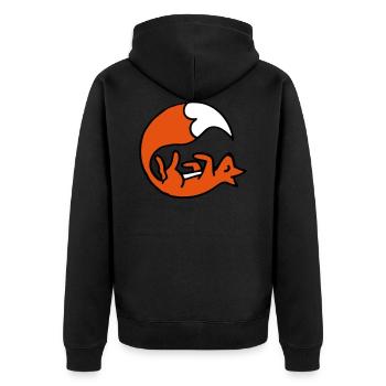 Cute playing fox - Niedlicher spielender Fuchs - Unisex Premium Bio Zip Hoodie - Schwarz - Hinten - Nico (187cm)