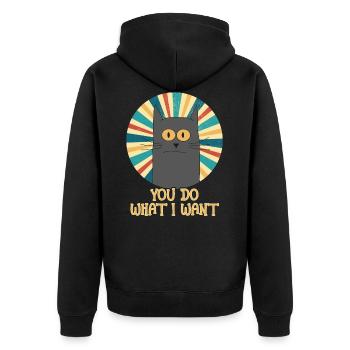 Tu fais ce que je veux, chat gris rétro vintage pour - Veste à capuche bio Premium Unisexe - noir - Dos - Nico (187cm)