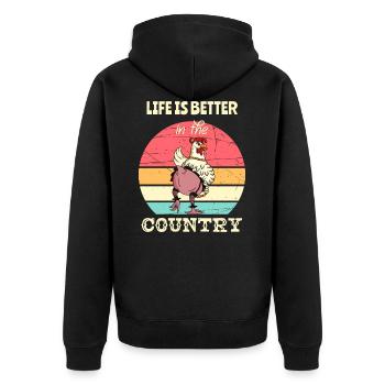 Life Is Better In The Country - Agriculteur fier - Veste à capuche bio Premium Unisexe - noir - Dos - Nico (187cm)