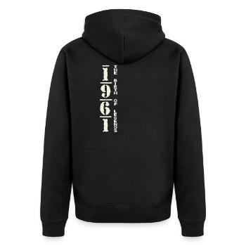 1961 - THE BIRTH OF LEGENDS - Unisex Premium Bio Zip Hoodie - Schwarz - Hinten - Nico (187cm)
