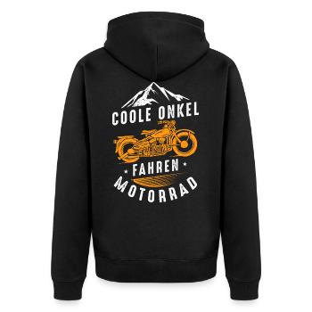 Coole Onkel fahren Motorrad - Unisex Premium Bio Zip Hoodie - Schwarz - Hinten - Nico (187cm)