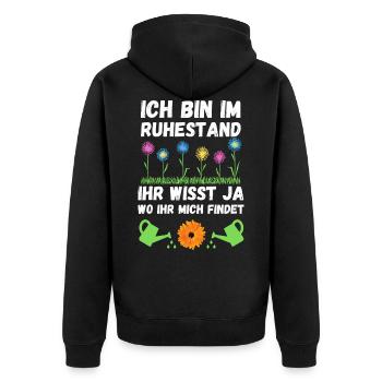 Rente Garten Rentner Gärtner Blumen Ruhestand - Unisex Premium Bio Zip Hoodie - Schwarz - Hinten - Nico (187cm)