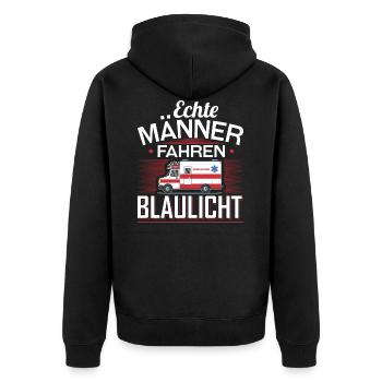 Echte Männer Fahren Blaulicht Sohn Papa - Unisex Premium Bio Zip Hoodie - Schwarz - Hinten - Nico (187cm)