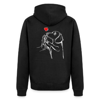 Idée cadeau propriétaire de chien d'amour de teckel - Veste à capuche bio Premium Unisexe - noir - Dos - Nico (187cm)
