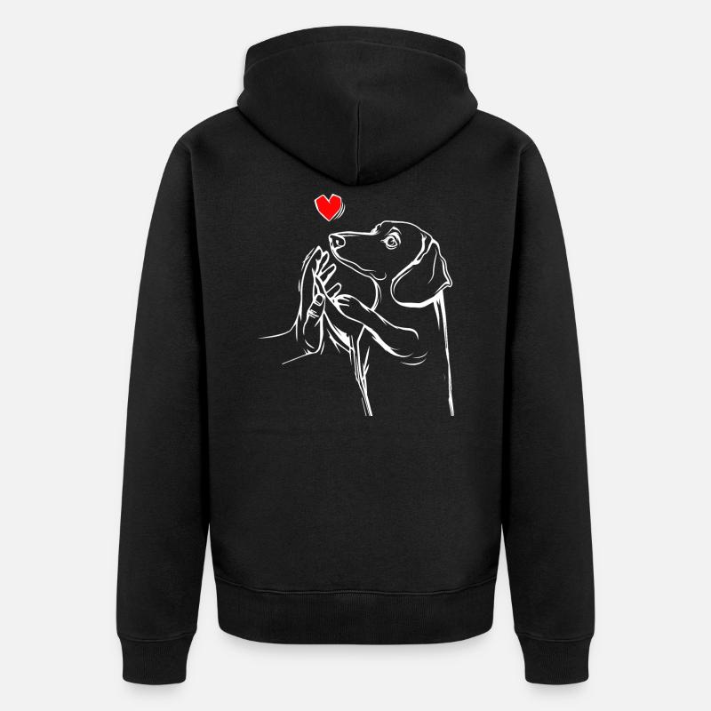 Dackel Liebe Hundehalter Geschenkidee - Unisex Premium Bio Zip Hoodie - Schwarz