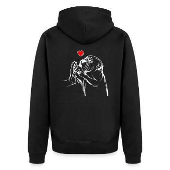 Englische Bulldogge Liebe Hundehalter - Unisex Premium Bio Zip Hoodie - Schwarz - Hinten - Nico (187cm)