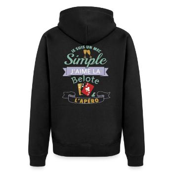 J´aime la belote et l apéro cadeau - Veste à capuche bio Premium Unisexe - noir - Dos - Nico (187cm)