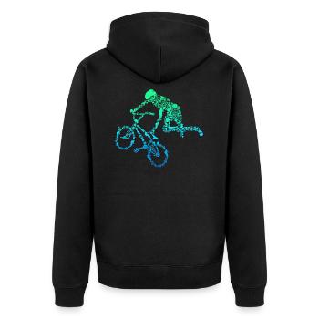 BMX stunt dirt bike freestyle rider - Unisex Premium Organic Zip Hoodie - black - Back - Nico (187cm)