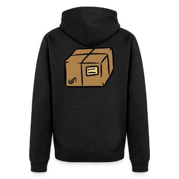 Paket package paquet Paketpost postman Sendung - Unisex Premium Bio Zip Hoodie - Schwarz - Hinten - Nico (187cm)