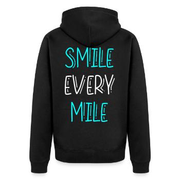 Smile Every Mile - Unisex Premium Bio Zip Hoodie - Schwarz - Hinten - Nico (187cm)