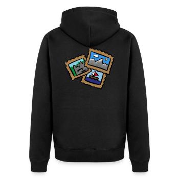 Stamps Travel Postcards Stamp Collection - Unisex Premium Organic Zip Hoodie - black - Back - Nico (187cm)