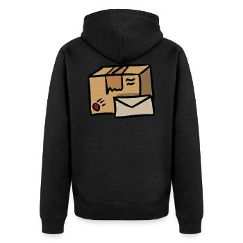 Shipping Post Delivery Symbol Package Messenger - Unisex Premium Organic Zip Hoodie - black - Back - Nico (187cm)
