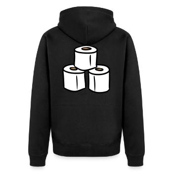 Klopapier Turm Toilettenpapier - Unisex Premium Bio Zip Hoodie - Schwarz - Hinten - Nico (187cm)