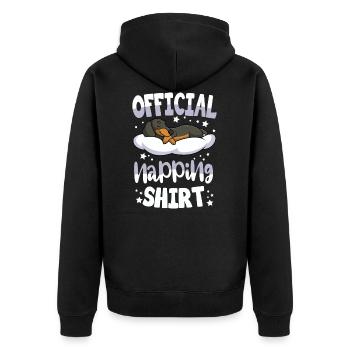 Dackel Schlafshirt Hundehalter Geschenk - Unisex Premium Bio Zip Hoodie - Schwarz - Hinten - Nico (187cm)