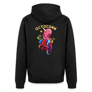 Octocorn Octopus Unicorn - Cute Magical Devil Fish - Unisex Premium Organic Zip Hoodie - black - Back - Nico (187cm)