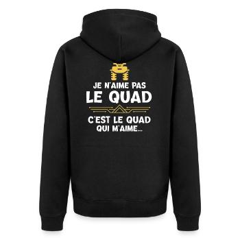 Pilote de quad tshirt drôle humour course - Veste à capuche bio Premium Unisexe - noir - Dos - Nico (187cm)