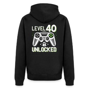 40 anniversaire niveau 40 cadeau de joueur - Veste à capuche bio Premium Unisexe - noir - Dos - Nico (187cm)