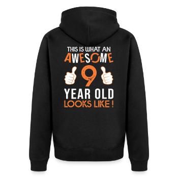 anniversaire 9 ANS awesome cadeau 9 ans - Veste à capuche bio Premium Unisexe - noir - Dos - Nico (187cm)