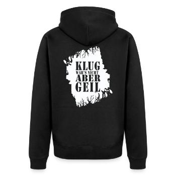 Klug wars nicht aber Geil 2021 lustiger Spruch - Unisex Premium Bio Zip Hoodie - Schwarz - Hinten - Nico (187cm)