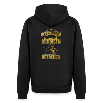 Offizieller Apres Ski Hasen Betreuer Ski Skilehrer - Unisex Premium Bio Zip Hoodie - Schwarz - Hinten - Nico (187cm)