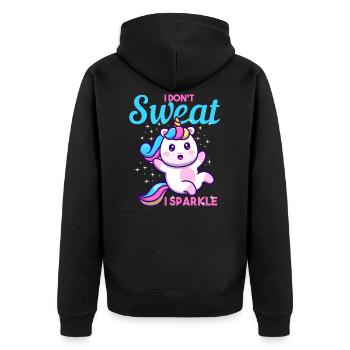 Einhorn ich nicht schwitzen I Sparkle Geschenk - Unisex Premium Bio Zip Hoodie - Schwarz - Hinten - Nico (187cm)