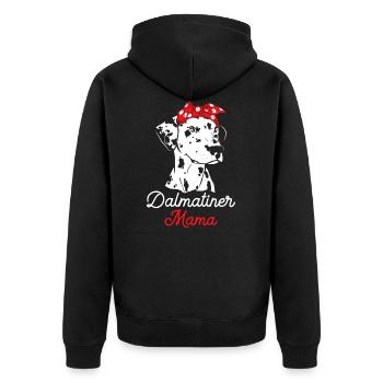 Dalmatiner Mama Hunde Frauchen - Unisex Premium Bio Zip Hoodie - Schwarz - Hinten - Nico (187cm)