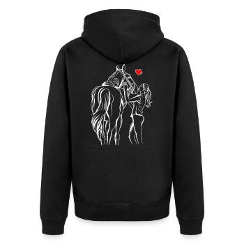 Chevaux filles amour cavalière - Veste à capuche bio Premium Unisexe - noir - Dos - Nico (187cm)