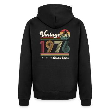 Millésime 1976 Rétro anniversaire cadeau - Veste à capuche bio Premium Unisexe - noir - Dos - Nico (187cm)