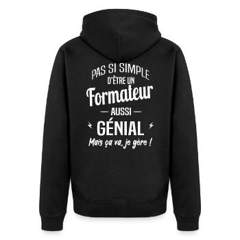 Formateur - Veste à capuche bio Premium Unisexe - noir - Dos - Nico (187cm)