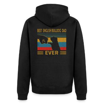 Best Bulldog Dad Ever English Bulldog - Unisex Premium Organic Zip Hoodie - black - Back - Nico (187cm)
