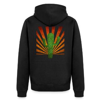 Kaktus - Unisex Premium Bio Zip Hoodie - Schwarz - Hinten - Nico (187cm)