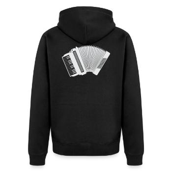 Accordion - white, silhouette, outline - Unisex Premium Organic Zip Hoodie - black - Back - Nico (187cm)