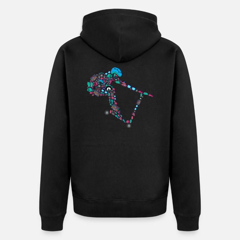 Scooter Stunt Roller E-Roller Jungen - Unisex Premium Bio Zip Hoodie - Schwarz