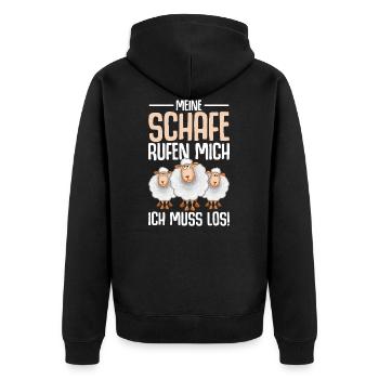 Schaf Spruch Lustig Schäfer Landwirt - Unisex Premium Bio Zip Hoodie - Schwarz - Hinten - Nico (187cm)
