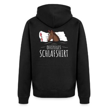 Offizielles Schlafshirt Pferde Liebhaber Pferd - Unisex Premium Bio Zip Hoodie - Schwarz - Hinten - Nico (187cm)