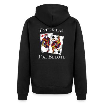 J'peux pas j'ai Belote - Veste à capuche bio Premium Unisexe - noir - Dos - Nico (187cm)
