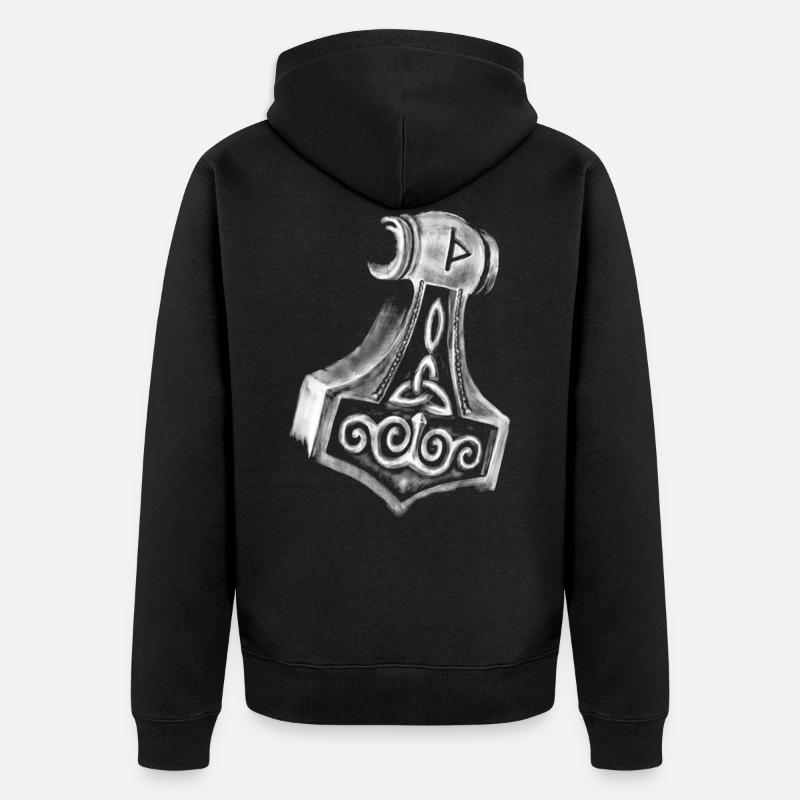 Thor Hammer Mjölnir - Unisex Premium Bio Zip Hoodie - Schwarz