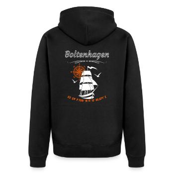 Boltenhagen Segelschiff Kompassrose Ostsee - Unisex Premium Bio Zip Hoodie - Schwarz - Hinten - Nico (187cm)