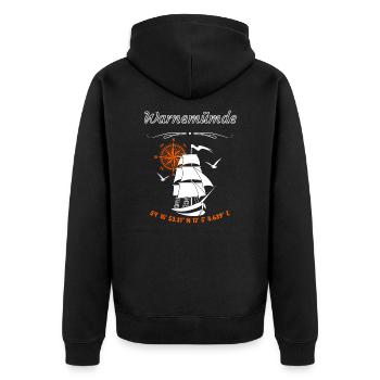 Warnemünde Segelschiff Kompassrose Ostsee - Unisex Premium Bio Zip Hoodie - Schwarz - Hinten - Nico (187cm)