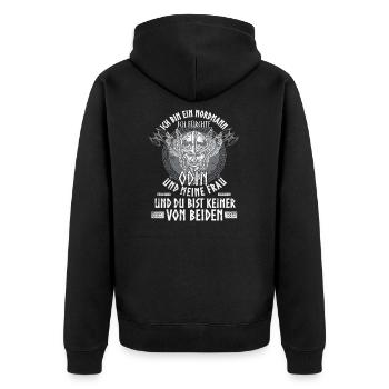Wikinger Angst Vor Frau Und Odin Lustig Nordmann - Unisex Premium Bio Zip Hoodie - Schwarz - Hinten - Nico (187cm)