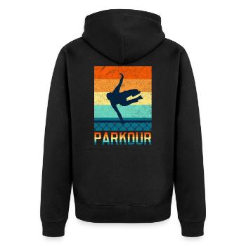 Parkour Freerunner Parkour Runner Hunternissläufer - Unisex Premium Organic Zip Hoodie - black - Back - Nico (187cm)