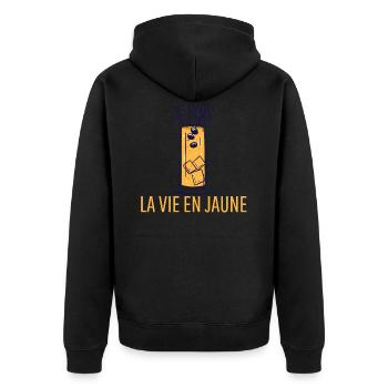 PASTIS JE BOIS LA VIE EN JAUNE idée cadeau humour - Veste à capuche bio Premium Unisexe - noir - Dos - Nico (187cm)