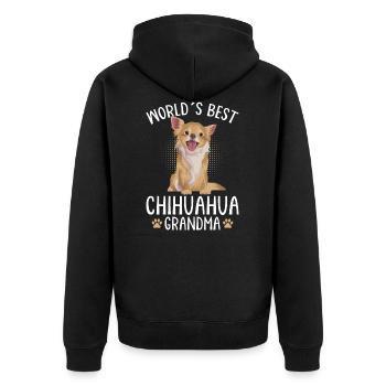 Chihuahua Granny Dog Owner Gift - Unisex Premium Organic Zip Hoodie - black - Back - Nico (187cm)