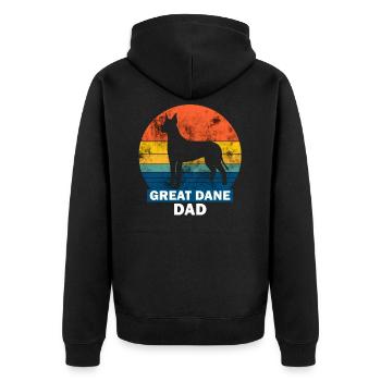 Great Dane Dad Mastiff Silhouette Retro Circle Grunge - Unisex Premium Organic Zip Hoodie - black - Back - Nico (187cm)